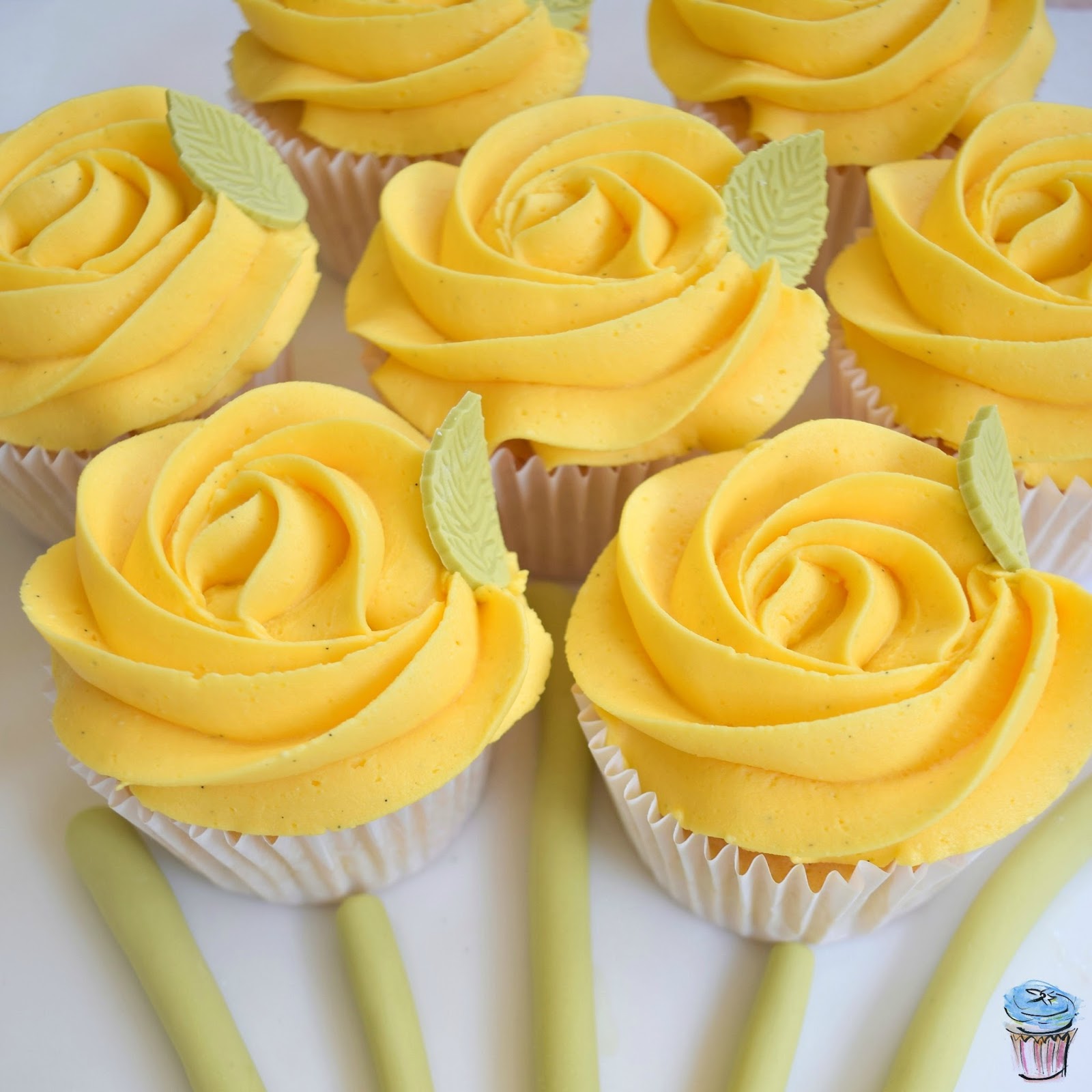 Yellow Cupcakes with Rose