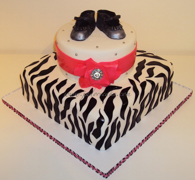 Zebra Print Baby Shower Cake