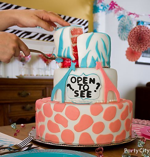 10 Photos of Animal Theme Baby Gender Reveal Cakes