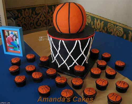 Basketball Cake and Cupcakes