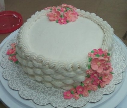 Basketweave Cake with Flowers