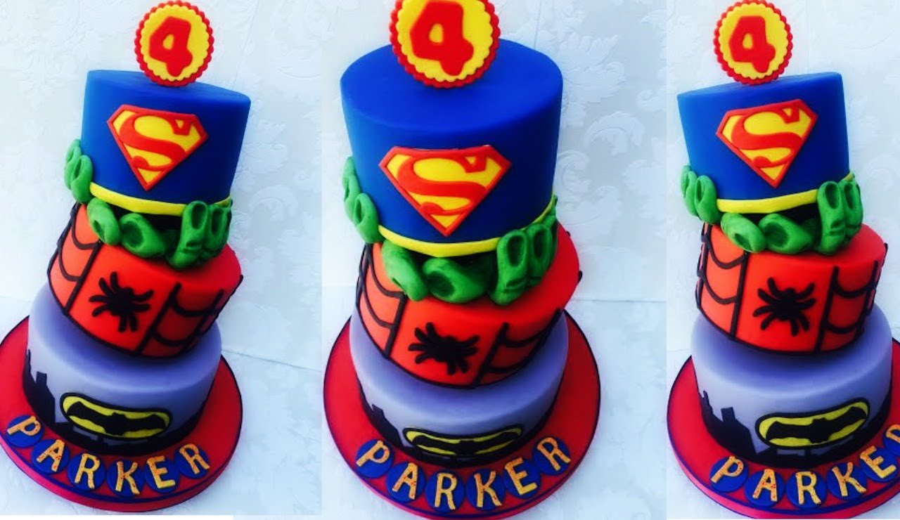 Batman Superman Spider-Man Cake
