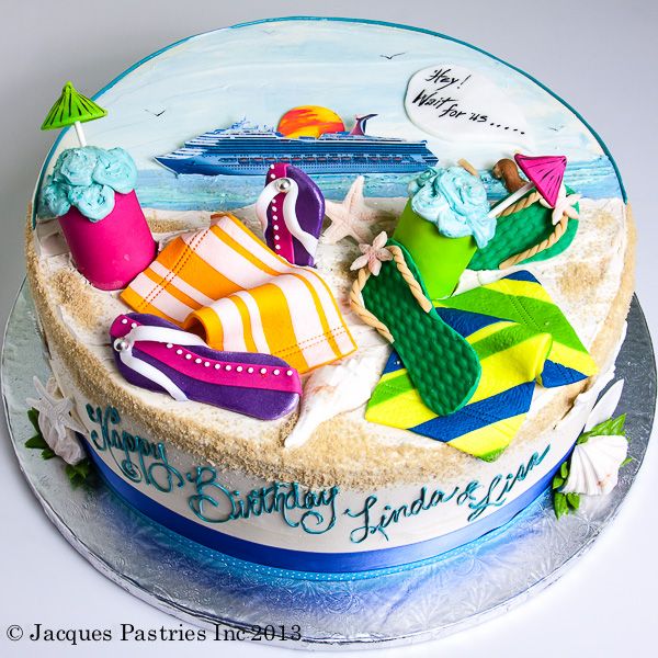 Beach Theme Adult Birthday Cake