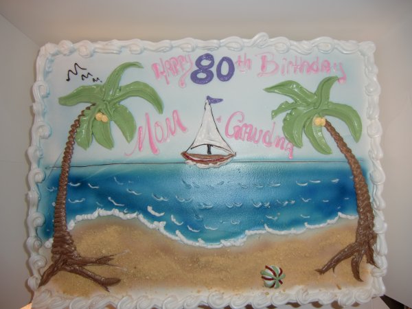 Beach Themed Sheet Birthday Cakes