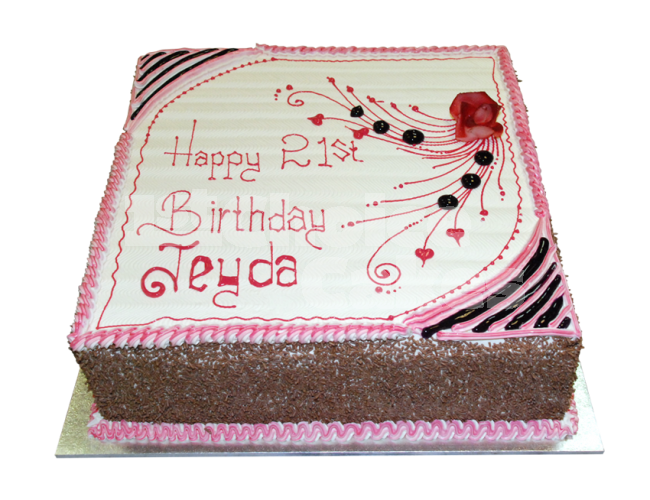 Black and Pink Square Birthday Cake