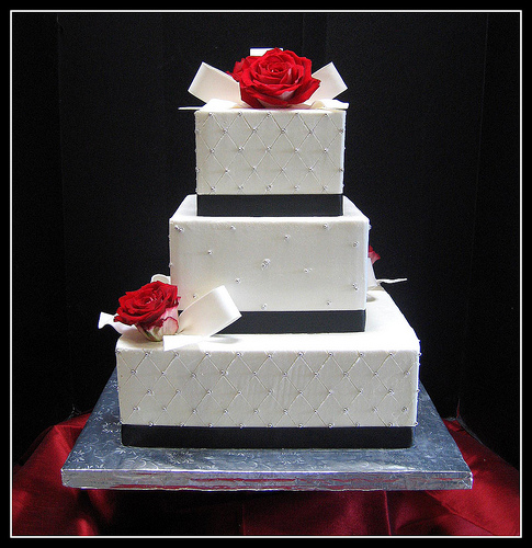 Black and White Square Wedding Cake