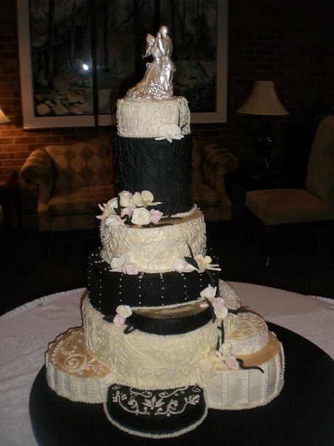 Black Gold and Ivory Wedding Cake