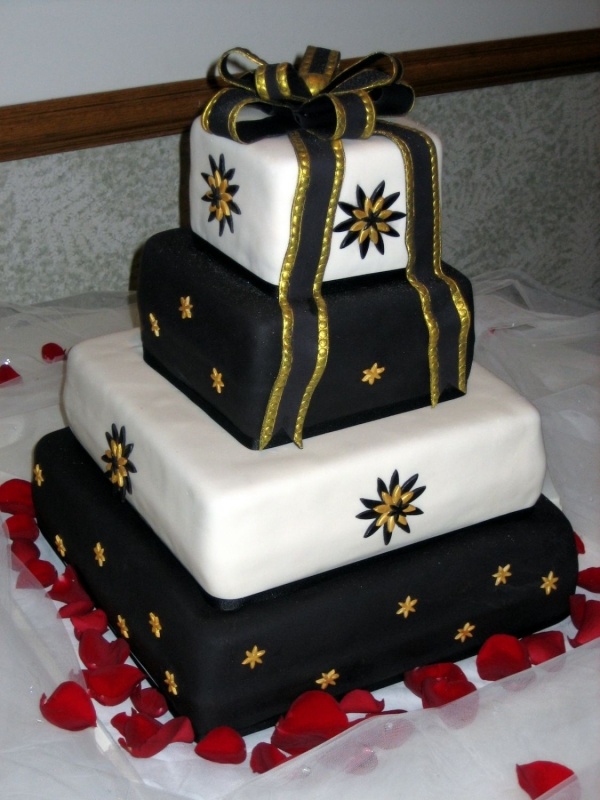 Black Gold and Ivory Wedding Cake