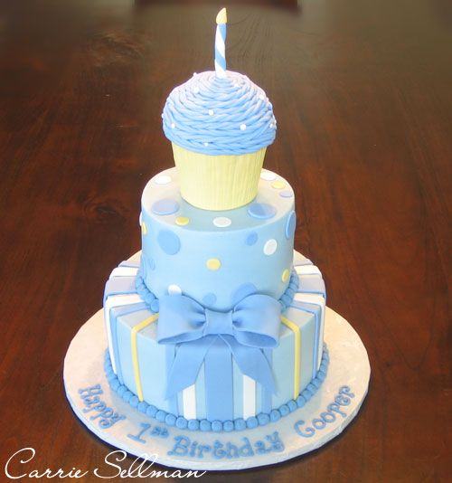 Boys 1st Birthday Cupcake Cake