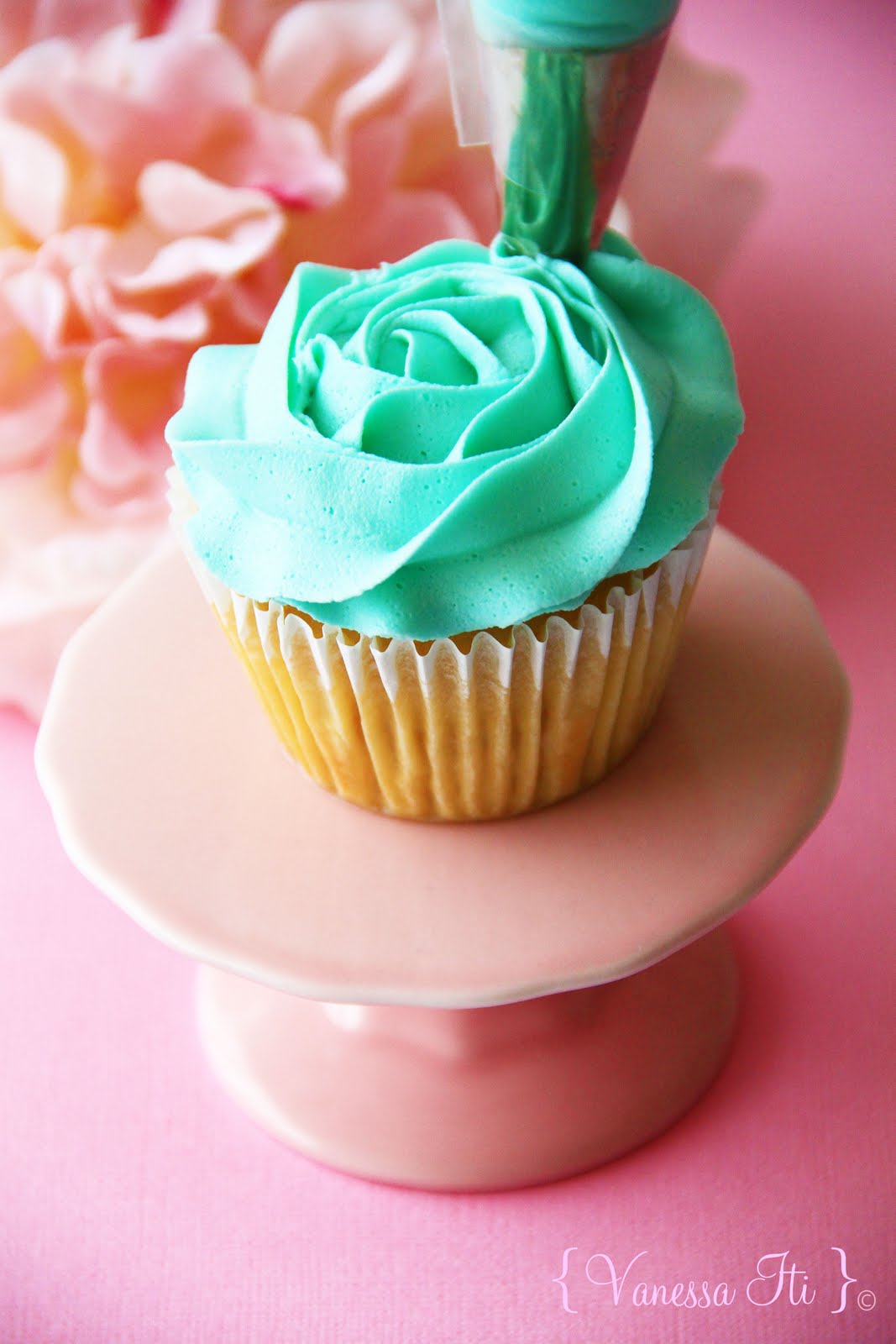 Buttercream Rose Swirls On Cupcake