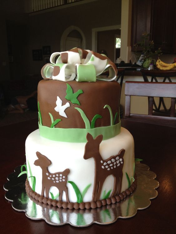 Camo Baby Shower Cake with Deer