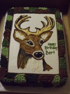 Camo Deer Head Birthday Cake Camo Deer Head Birthday Cake