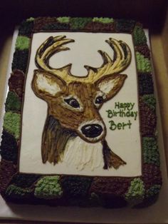 Camo Deer Head Birthday Cake