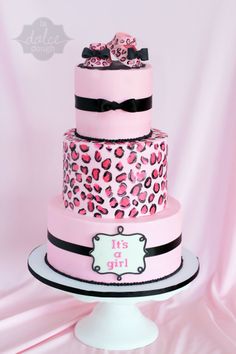 Cheetah Print Baby Shower Cake Girl