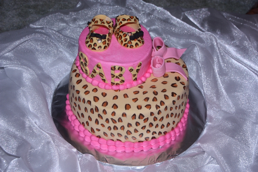 Cheetah Print Baby Shower Cake