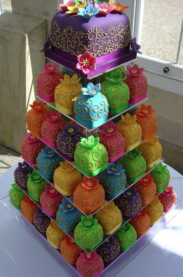 Colorful Cupcake Wedding Cake