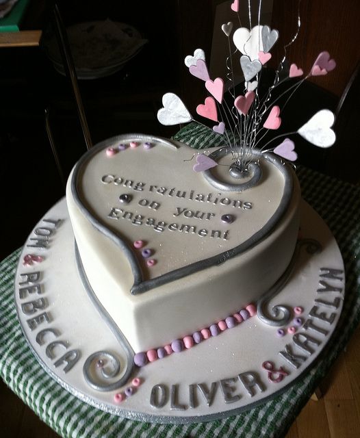 Double Heart Engagement Cake