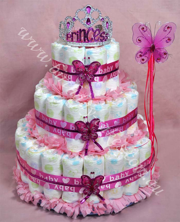 Girl Baby Shower Diaper Cake Ideas