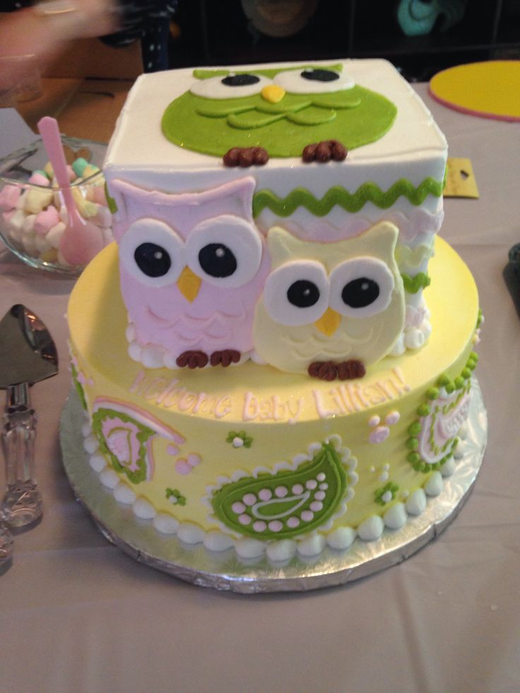 Girl Owl Baby Shower Cake Girl Owl Baby Shower Cake
