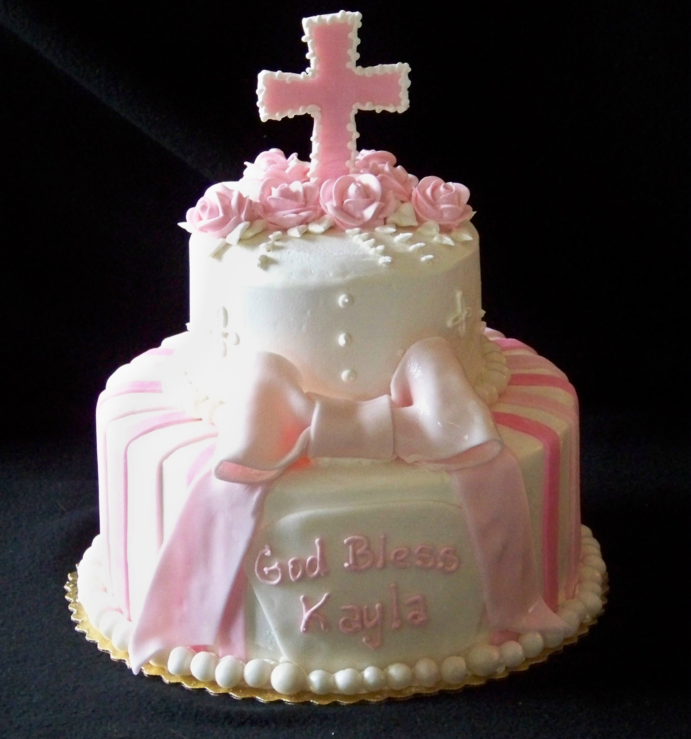 Girls Baptism Two Tier Cake