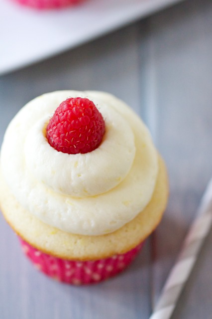 Lemon Cupcakes with Raspberry Filling