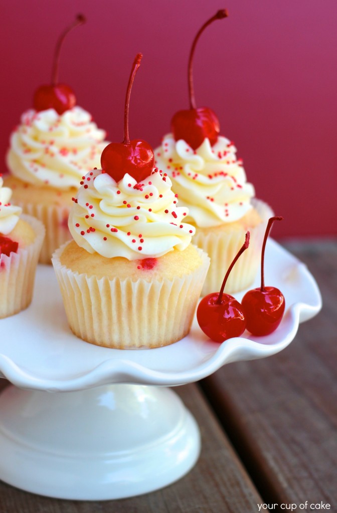 Maraschino Cherry Almond Cupcakes
