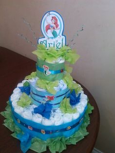 Mermaid Baby Shower Diaper Cake Mermaid Baby Shower Diaper Cake