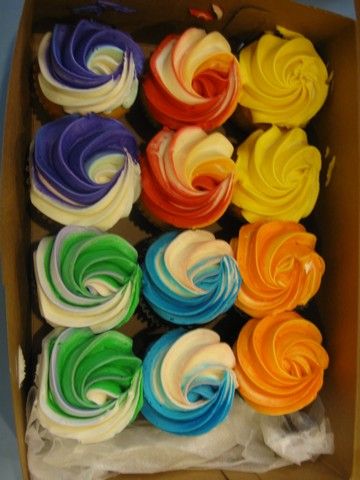 Multi Colored Icing Cupcakes