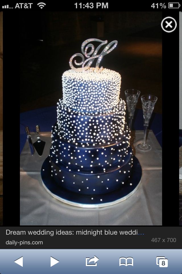 Navy Blue Bling Wedding Cake