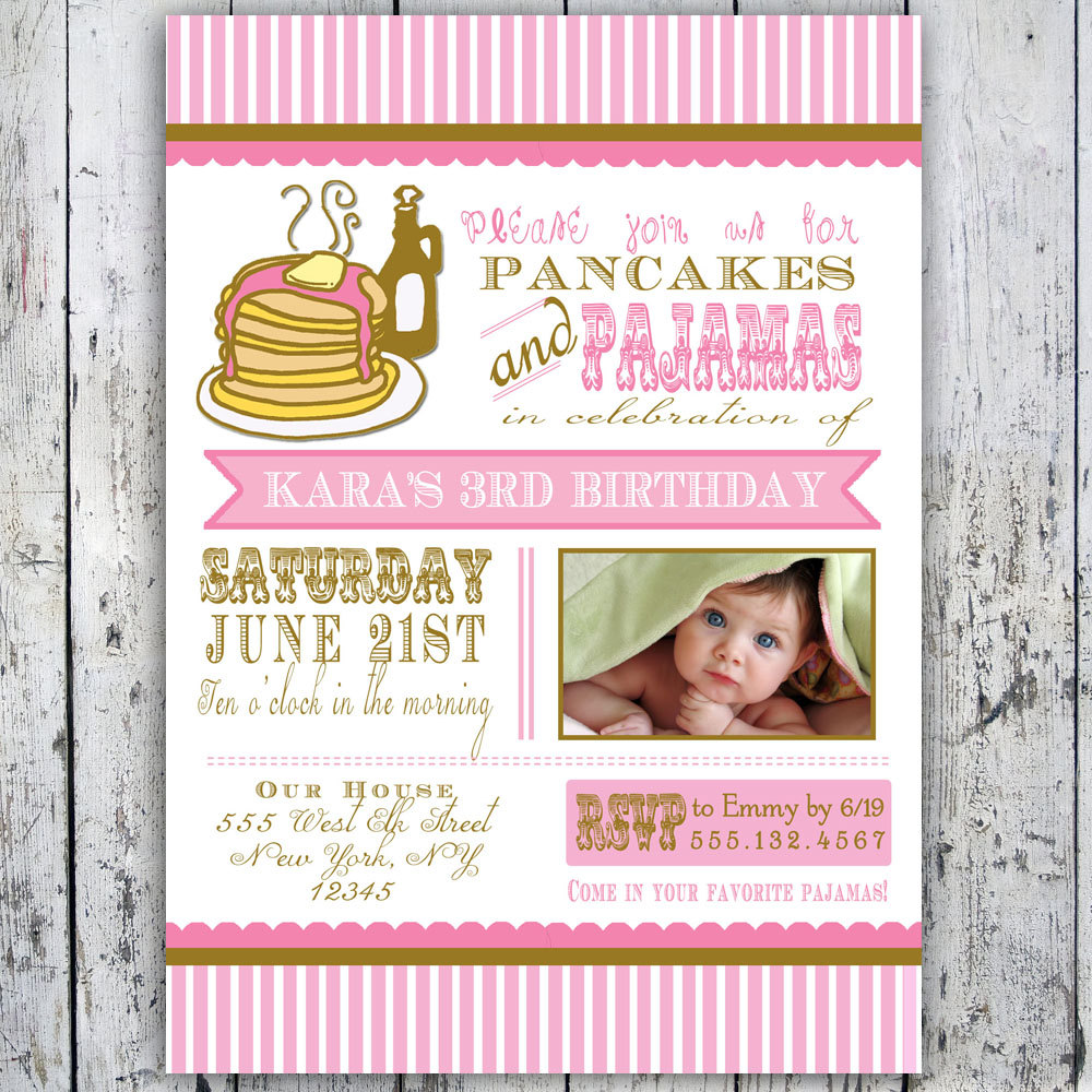 Pancakes and Pajamas Party Invitations