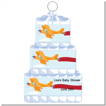 Personalized Airplane in the Clouds Baby Shower Diaper Cakes