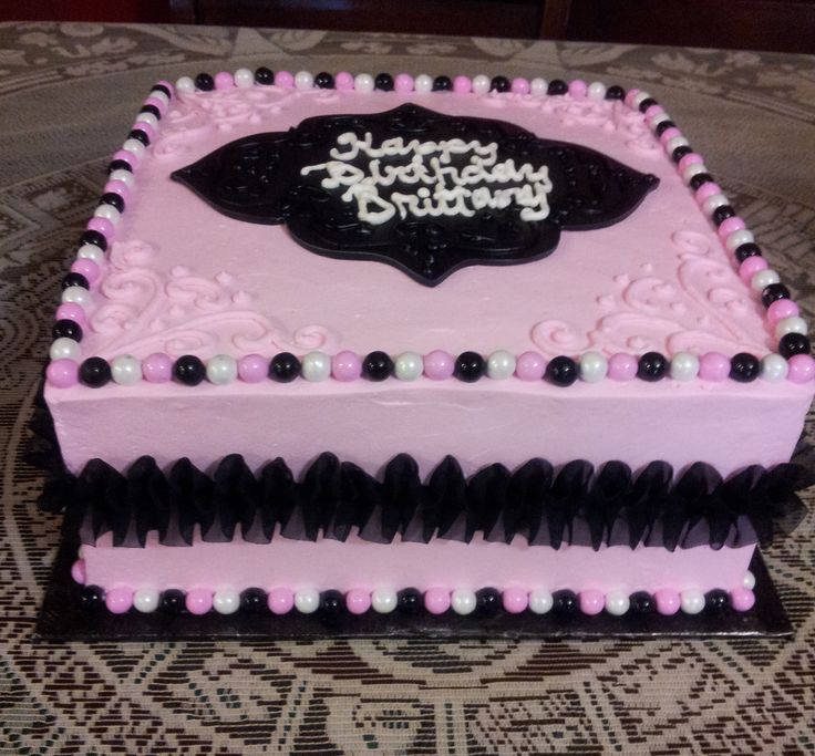 9 Photos of Pink And Black Square Cakes