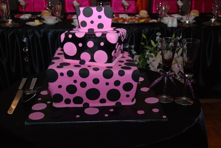 Pink and Black Polka Dot Cake