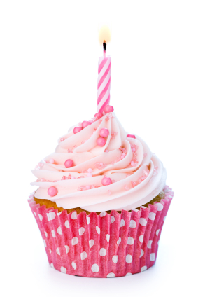 Pink Birthday Cupcake with Candle Pink Birthday Cupcake with Candle