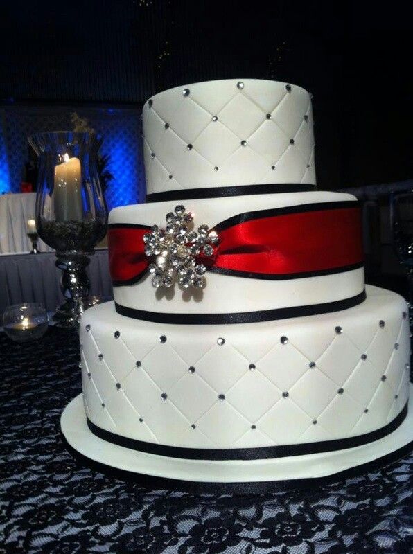 Red White and Black Wedding Cake