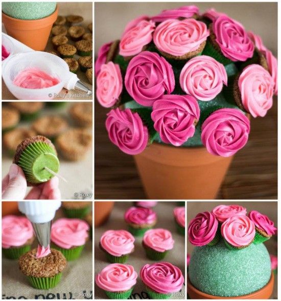 Rose Flower Pot Cupcake Bouquet