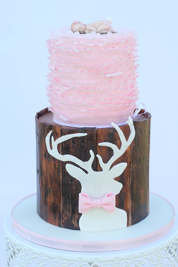 Rustic Baby Shower Deer Cake Rustic Baby Shower Deer Cake