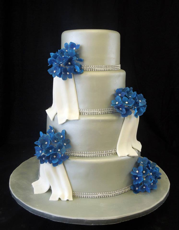 Sapphire Blue and Silver Wedding Cakes