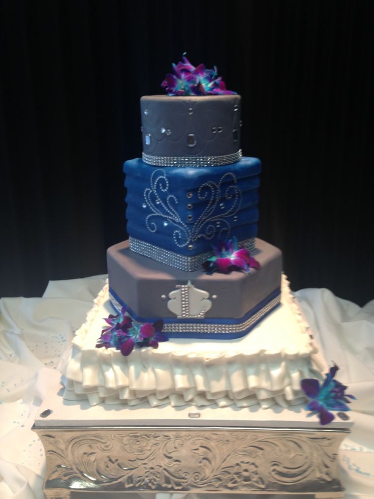 Sapphire Blue and Silver Wedding Cakes