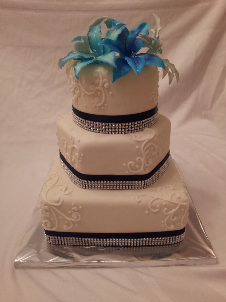Sapphire Blue and Silver Wedding Cakes