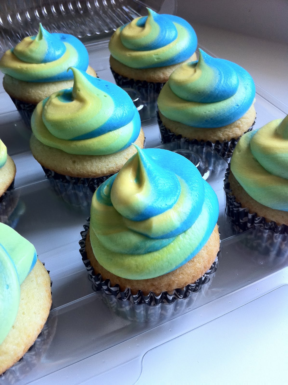 Shaded Blue Green Cupcakes
