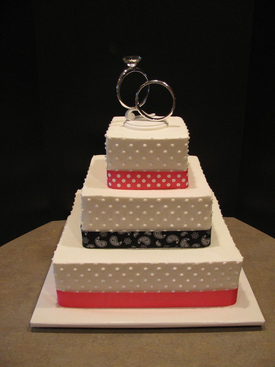 Square Wedding Cake with Ribbon