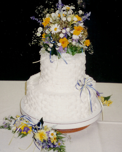 Two Tier Wedding Cake with Flowers