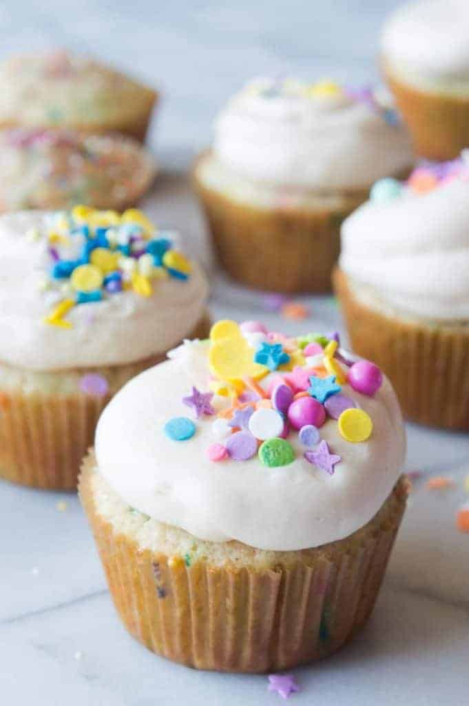 Vanilla Cupcakes with Sprinkles