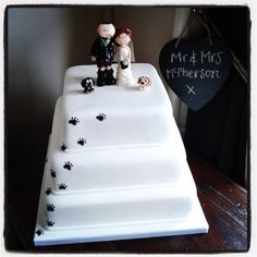 Wedding Cake with Paw Prints