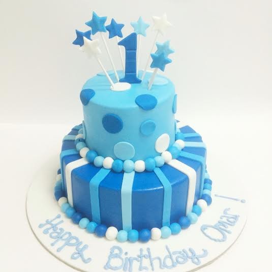 1st Birthday Blue Cake