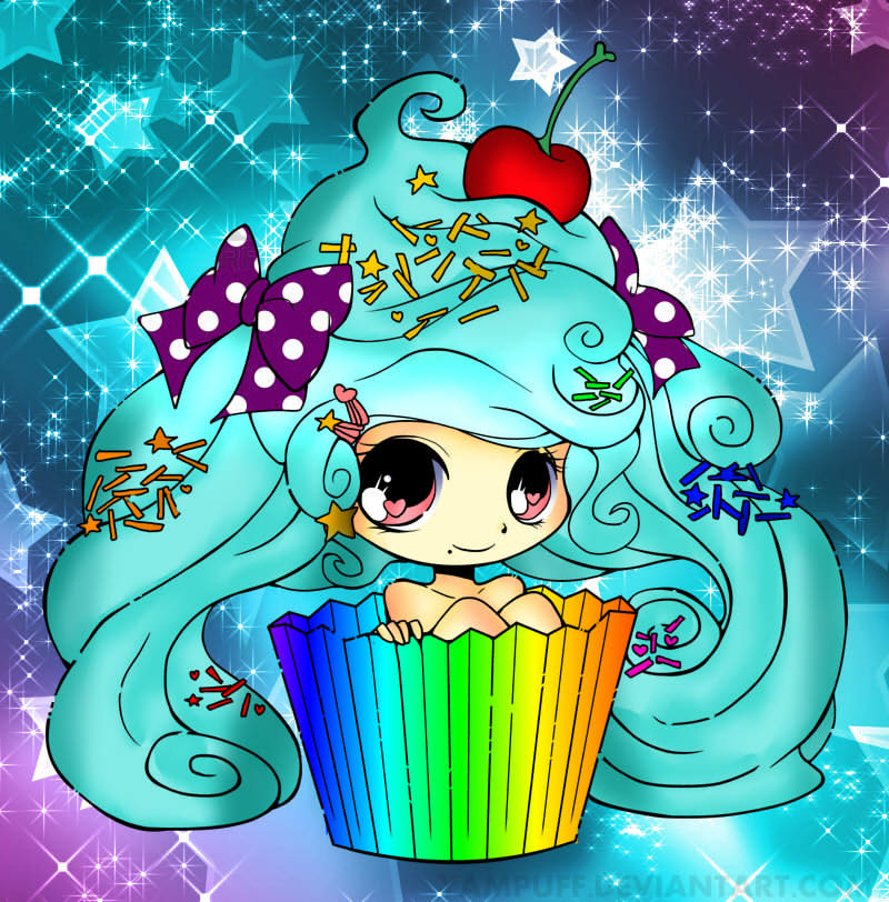 Anime Girl with Cupcake Anime Girl with Cupcake