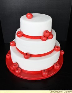 Apple Red and White Wedding Cakes