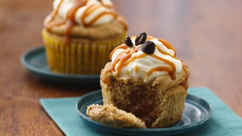 Banana Coffee Caramel Filled Cupcakes