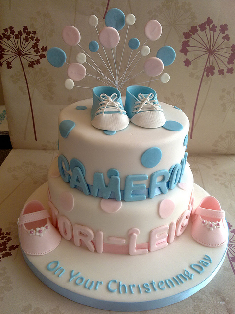 Baptism Cake for Twins Boy and Girl Baptism Cake for Twins Boy and Girl